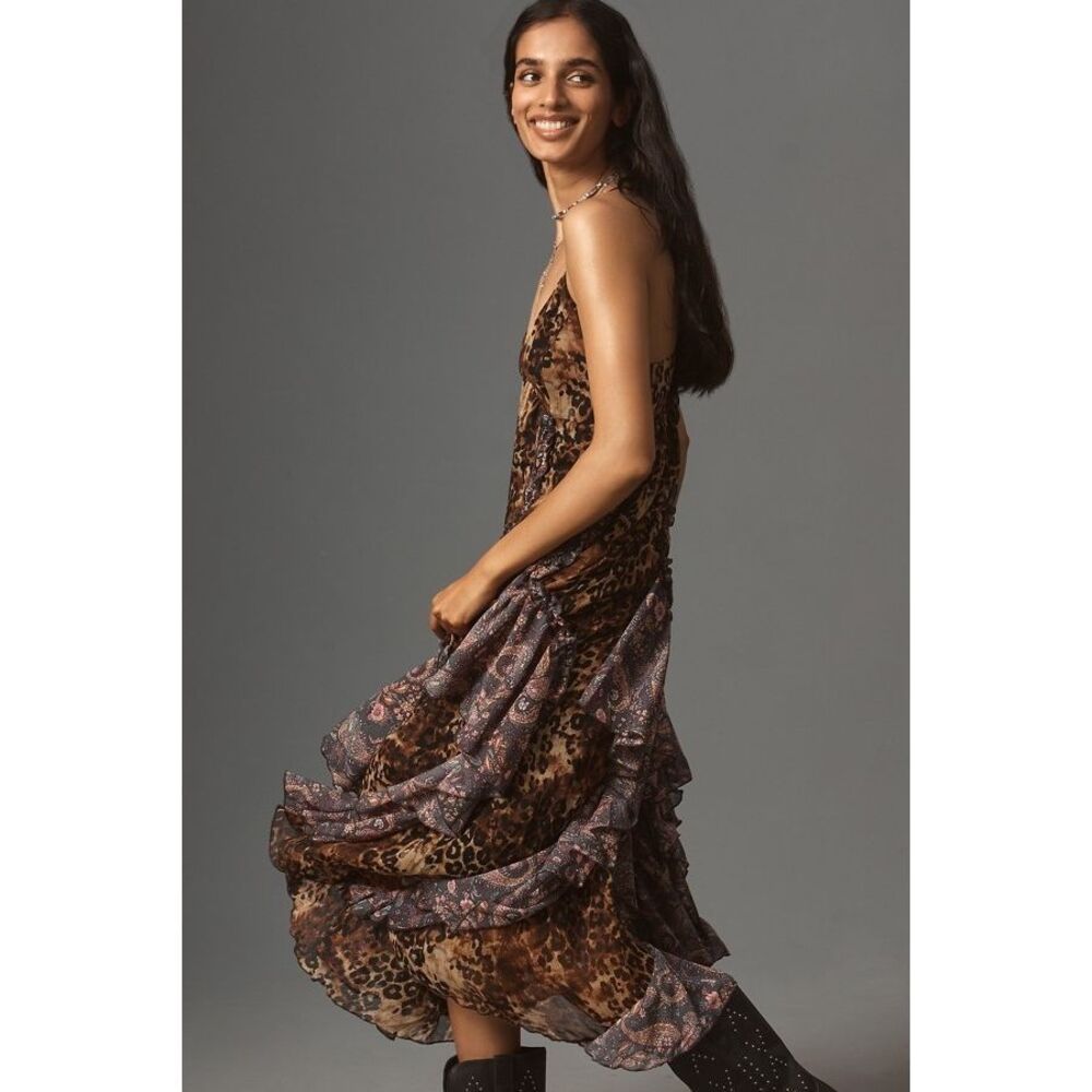Anthropologie Ruffled Chiffon Maxi Dress - Picture 2 of 12